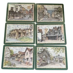 Cloverleaf England Placemats Set of 6 Towns in England 8.5x11.5 Colin Warden